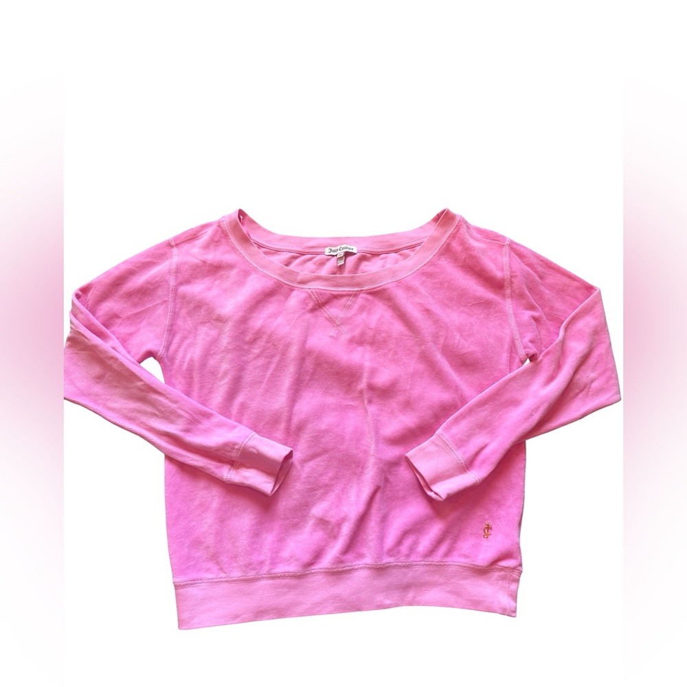 Juicy Couture Pink Velour Sweatshirt Women’s XS Velour Crewneck Pullover - Picture 6 of 10